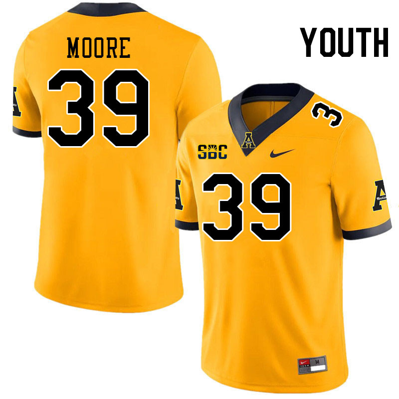 Youth #39 Jackson Moore Appalachian State Mountaineers College Football Jerseys Stitched-Gold